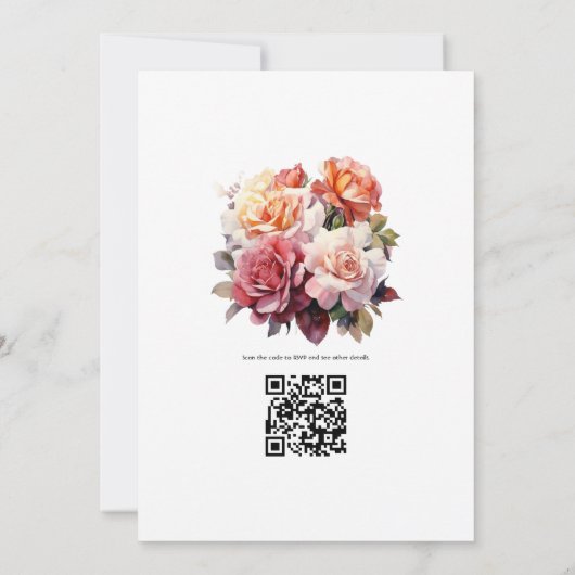 Kaneel Roos en Stoffig Roos Bloemenbruiloft Kaart (Achterkant)