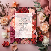 Kaneel Roos en Stoffig Roos Bloemenbruiloft Kaart