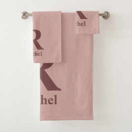 Kaneel Roos Initiaal/Voornaam/Familienaam Bad Handdoek
