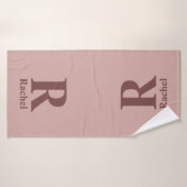 Kaneel Roos Initiaal/Voornaam/Familienaam Badhanddoek (Badhanddoek)