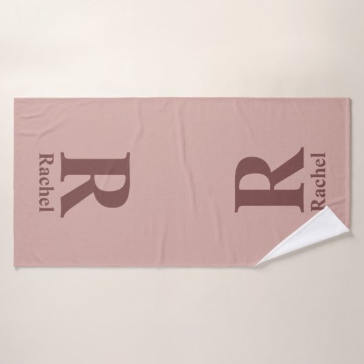 Kaneel Roos Initiaal/Voornaam/Familienaam Badhanddoek (Badhanddoek)
