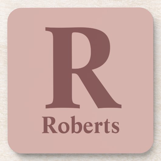 Kaneel Roos Initiaal/Voornaam/Familienaam Bier Onderzetter (Voorkant)