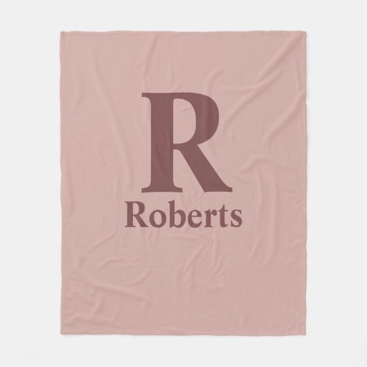Kaneel Roos Initiaal/Voornaam/Familienaam Fleece Deken (Voorkant)