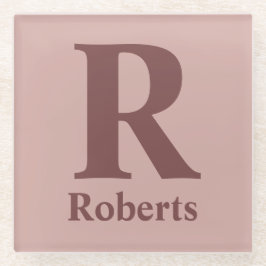 Kaneel Roos Initiaal/Voornaam/Familienaam Glazen Onderzetter