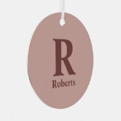 Kaneel Roos Initiaal/Voornaam/Familienaam Metalen Ornament (Voorkant Rechts)