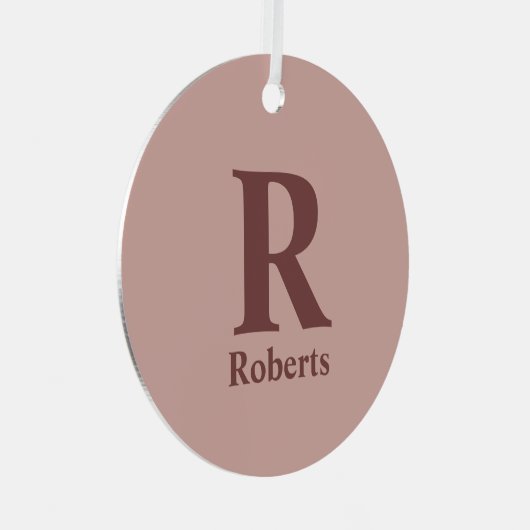 Kaneel Roos Initiaal/Voornaam/Familienaam Metalen Ornament (Voorkant Rechts)