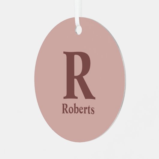 Kaneel Roos Initiaal/Voornaam/Familienaam Metalen Ornament (Voorkant links)