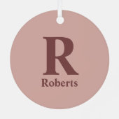 Kaneel Roos Initiaal/Voornaam/Familienaam Metalen Ornament (Achterkant)