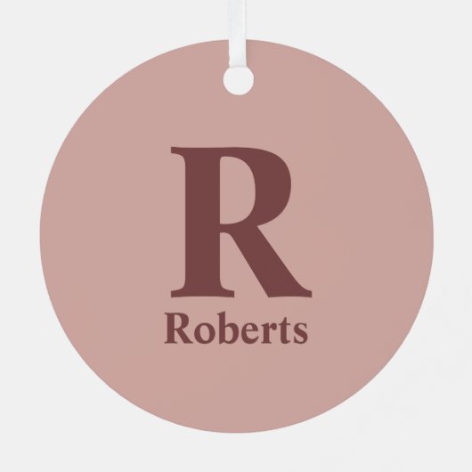 Kaneel Roos Initiaal/Voornaam/Familienaam Metalen Ornament (Achterkant)