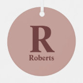 Kaneel Roos Initiaal/Voornaam/Familienaam Metalen Ornament (Voorkant)