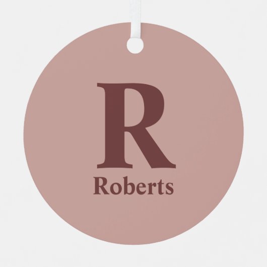 Kaneel Roos Initiaal/Voornaam/Familienaam Metalen Ornament (Voorkant)