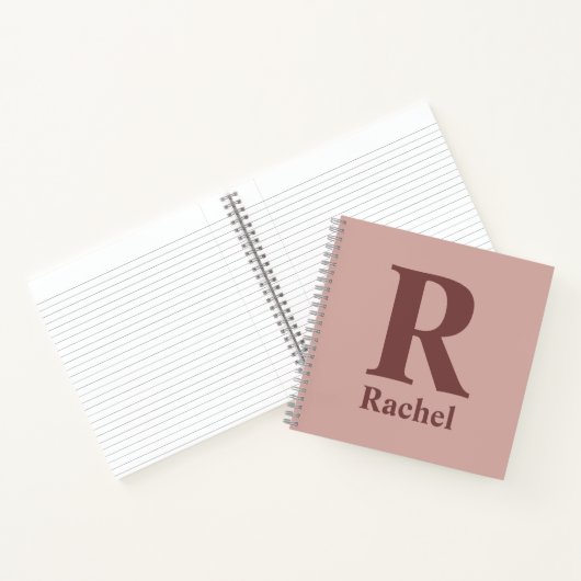 Kaneel Roos Initiaal/Voornaam/Familienaam Notitieboek (Binnen)