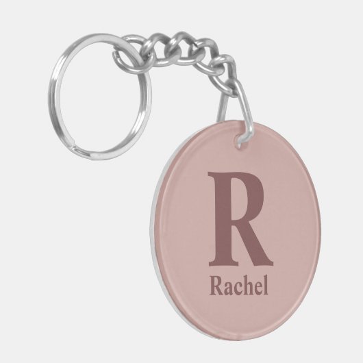 Kaneel Roos Initiaal/Voornaam/Familienaam Sleutelhanger (Voorkant Links)