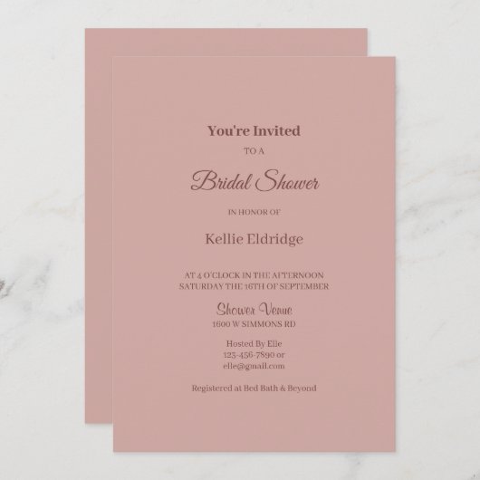 Kaneel Roos Modern Minimalistisch Vrijgezellenfees Kaart (Voorkant / Achterkant)