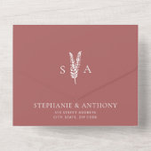 Kaneel Roos Wild Flowers Minimal Wedding All In One Uitnodiging (Achterkant)