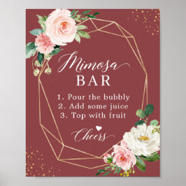 Kaneel Roze Blush Bruidsfeest Mimosa Bar Bord Poster