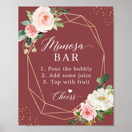 Kaneel Roze Blush Bruidsfeest Mimosa Bar Bord Poster (Voorkant)