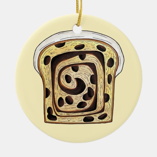 kaneel rozijn brood bakken broodbereiding keramisch ornament (Voorkant)