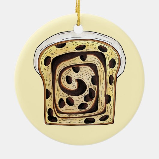 kaneel rozijn brood bakken broodbereiding keramisch ornament (Achterkant)