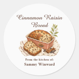 Kaneel Rozijnenbrood Thuisgemaakte Cadeau-etiket Ronde Sticker