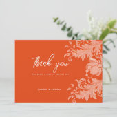 Kaneel sinaasappel wit bloemenkant Dank U Kaart (Staand voorkant)