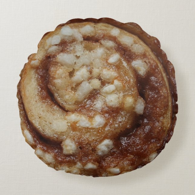 Kaneel Sticky Bun Novelty Rond Kussen (Voorkant)