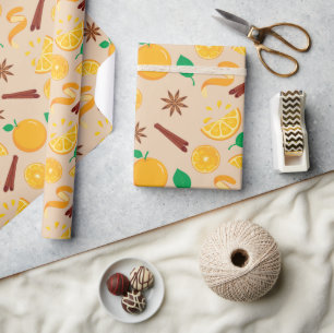 Kaneel Stokken, Sinaasappels, Star Anise Herfst Na Cadeaupapier