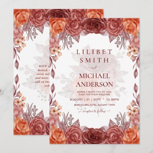 Kaneel Terracotta HERFST Bloemachtige Botanische T (Voorkant / Achterkant)