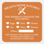 Kaneel Voedsel Allergie Alert Bakery Sticker (Voorkant)
