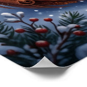 Kaneel Vos Winter Woud Poster (Hoek)