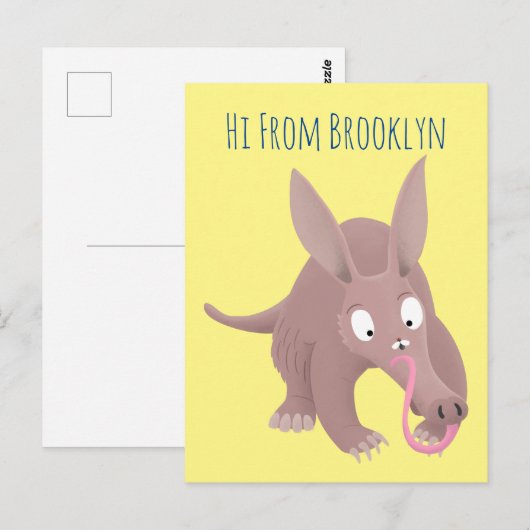 Kaneelaarvark cartoon briefkaart (Voorkant / Achterkant)