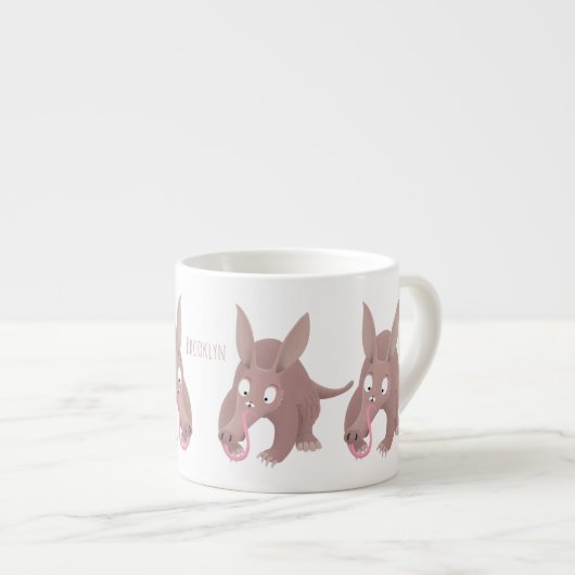 Kaneelaarvark cartoon espresso kop (Voorkant rechts)