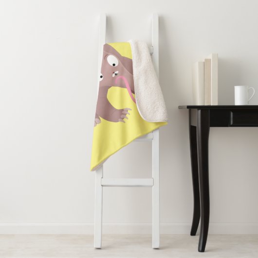 Kaneelaarvark cartoon sherpa deken (In situ)