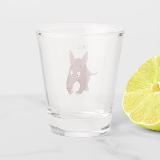 Kaneelaarvark cartoon shot glas (Achterkant)