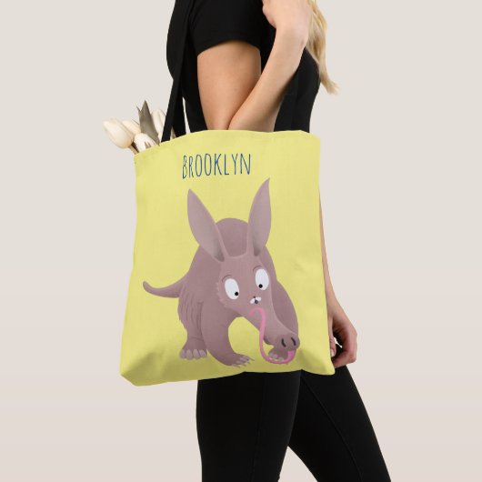 Kaneelaarvark cartoon tote bag (Dichtbij)