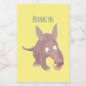 Kaneelaarvark cartoon voedselcontainer etiket (Enkel label)