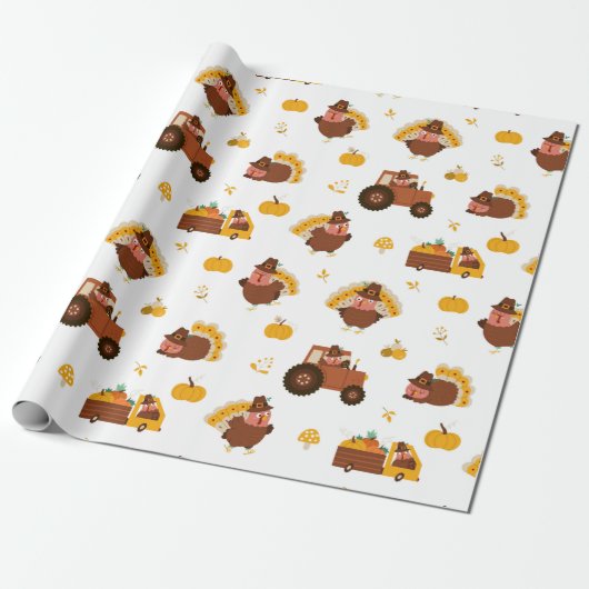 Kaneelboomkalkoenen Cadeaupapier (Uitgerold)