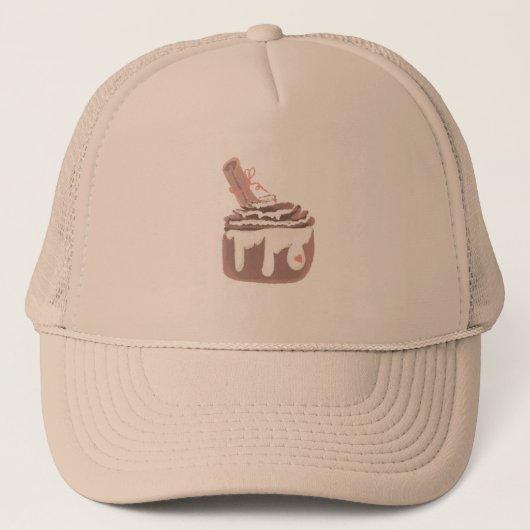 Kaneelbroodje Dessert Handgetekende Kunst Trucker Pet (Voorkant)
