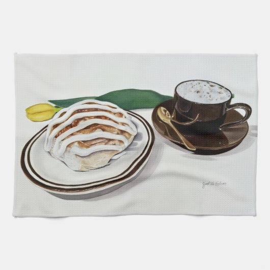 Kaneelbroodje en Cappuccino Theedoek (Horizontaal)