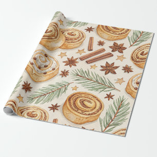 Kaneelbroodjes en Specerijen - Kerstbakken Cadeaupapier