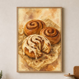 Kaneelbroodjes op perkament Aquarel Poster