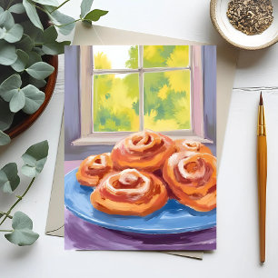 Kaneelbroodjes   Watercolor Bakkerij Briefkaart
