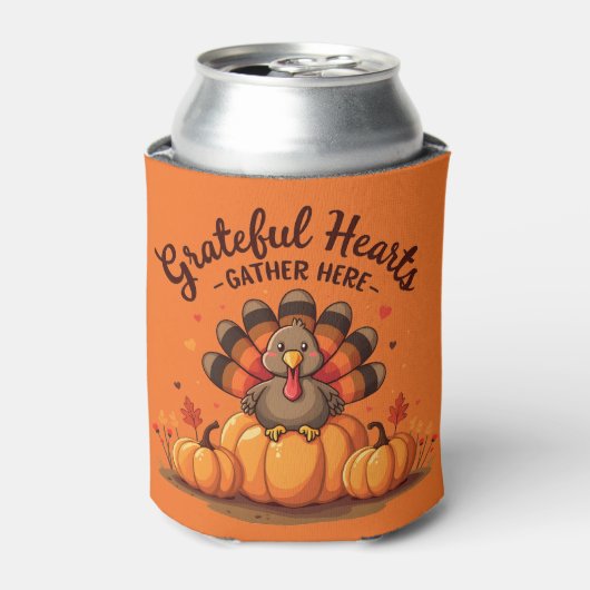 Kaneelbruine Thanksgivingkalkoen Oranje Blikjeskoeler (Blikje Voorkant)