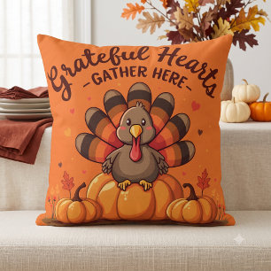 Kaneelbruine Thanksgivingkalkoen Oranje Kussen