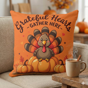 Kaneelbruine Thanksgivingkalkoen Oranje Kussen