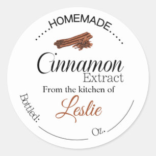 Kaneelextract labels, zelfgemaakte extracten ronde sticker