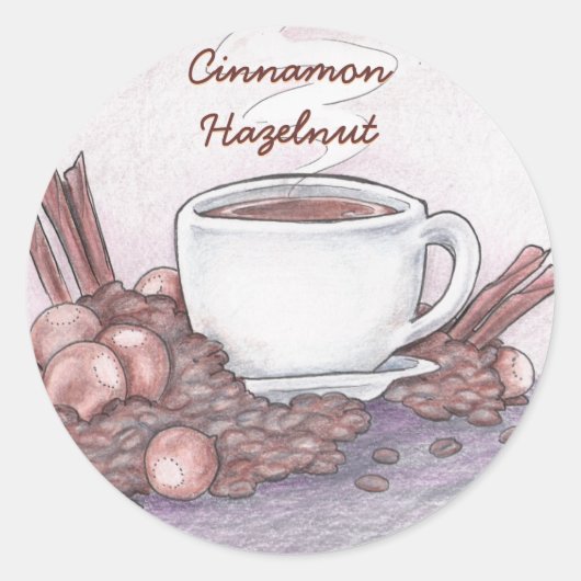 kaneelhazelnootkoffie ronde sticker (Voorkant)