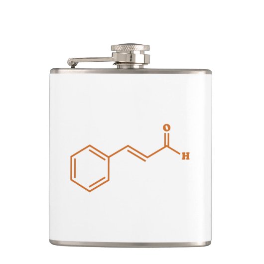 kaneelkaneelaldehyde Moleculaire chemische formule Heupfles (Voorkant)