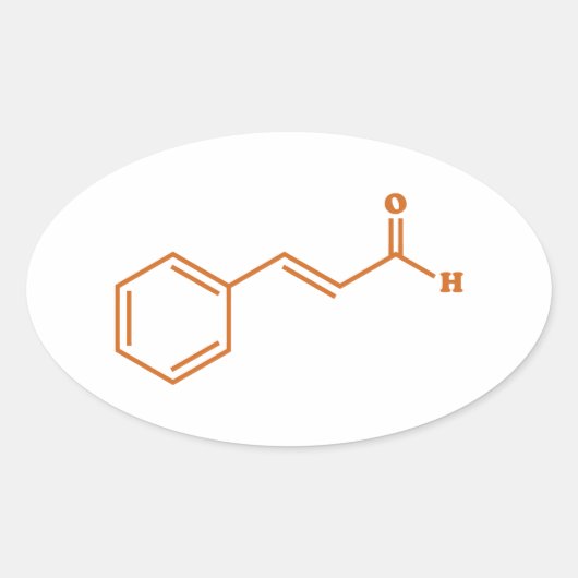kaneelkaneelaldehyde Moleculaire chemische formule Ovale Sticker (Voorkant)