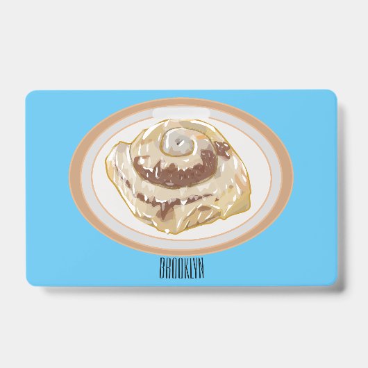 Kaneelrol cartoon illustratie badge (Voorzijde)